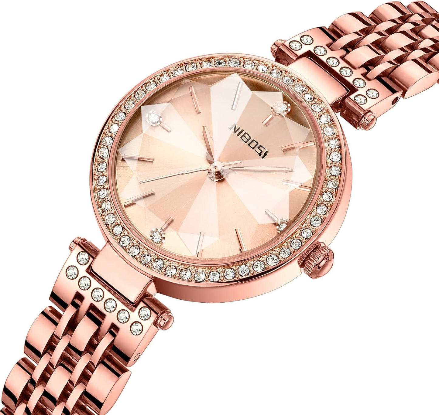 NIBOSI Watches For Women Analog Rose Gold Women's Watches for Girls&Miss&Ladies Diamond Studded with Stylish Watches Waterproof