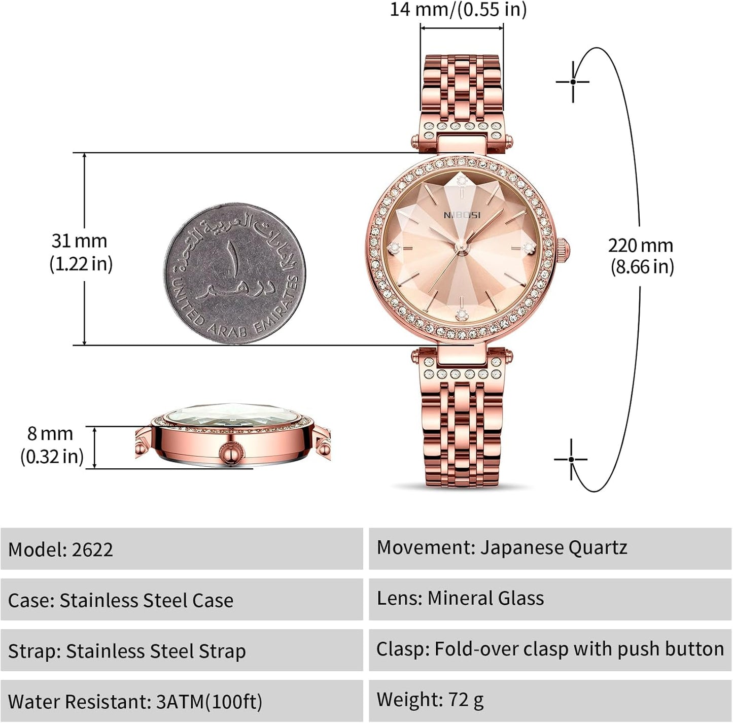 NIBOSI Watches For Women Analog Rose Gold Women's Watches for Girls&Miss&Ladies Diamond Studded with Stylish Watches Waterproof