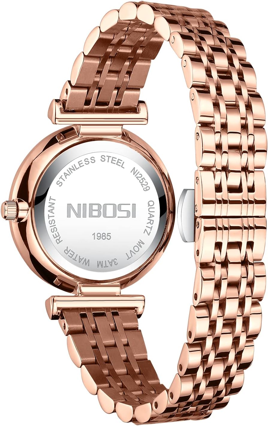 NIBOSI Watches For Women Analog Rose Gold Women's Watches for Girls&Miss&Ladies Diamond Studded with Stylish Watches Waterproof