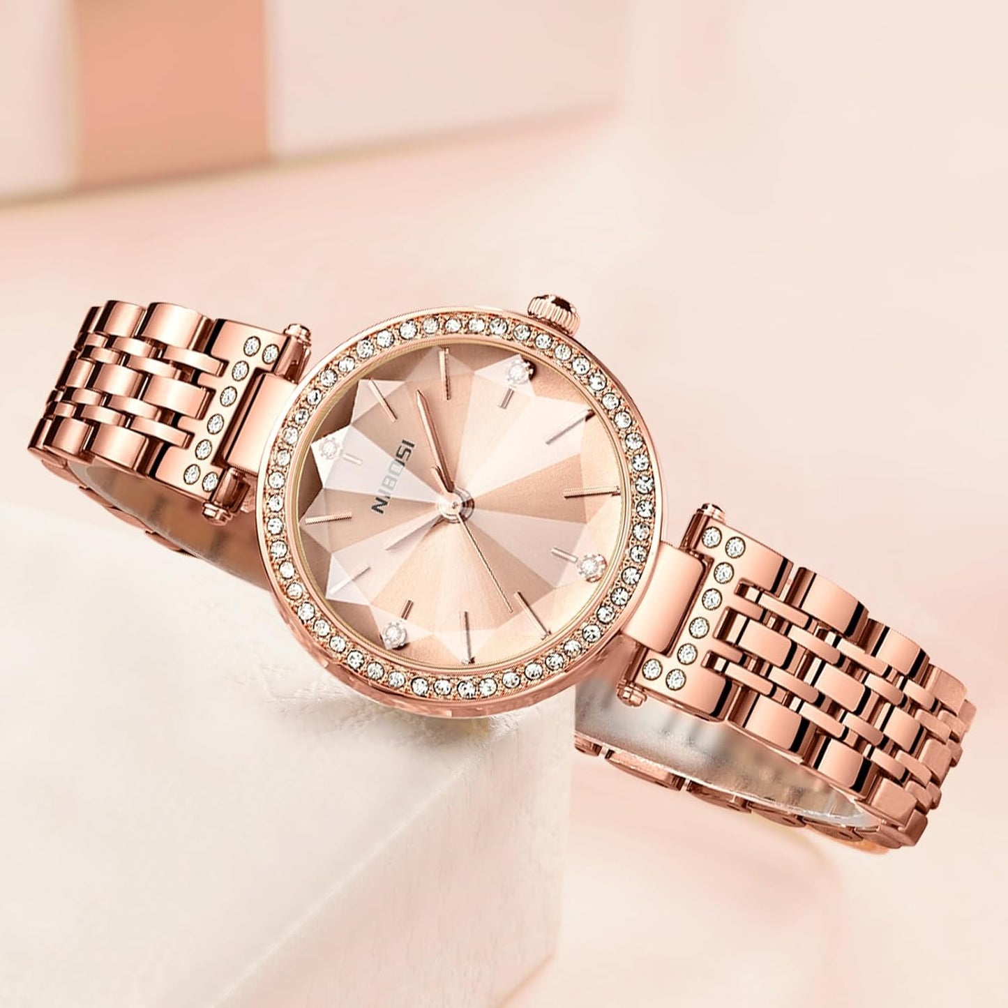 NIBOSI Watches For Women Analog Rose Gold Women's Watches for Girls&Miss&Ladies Diamond Studded with Stylish Watches Waterproof