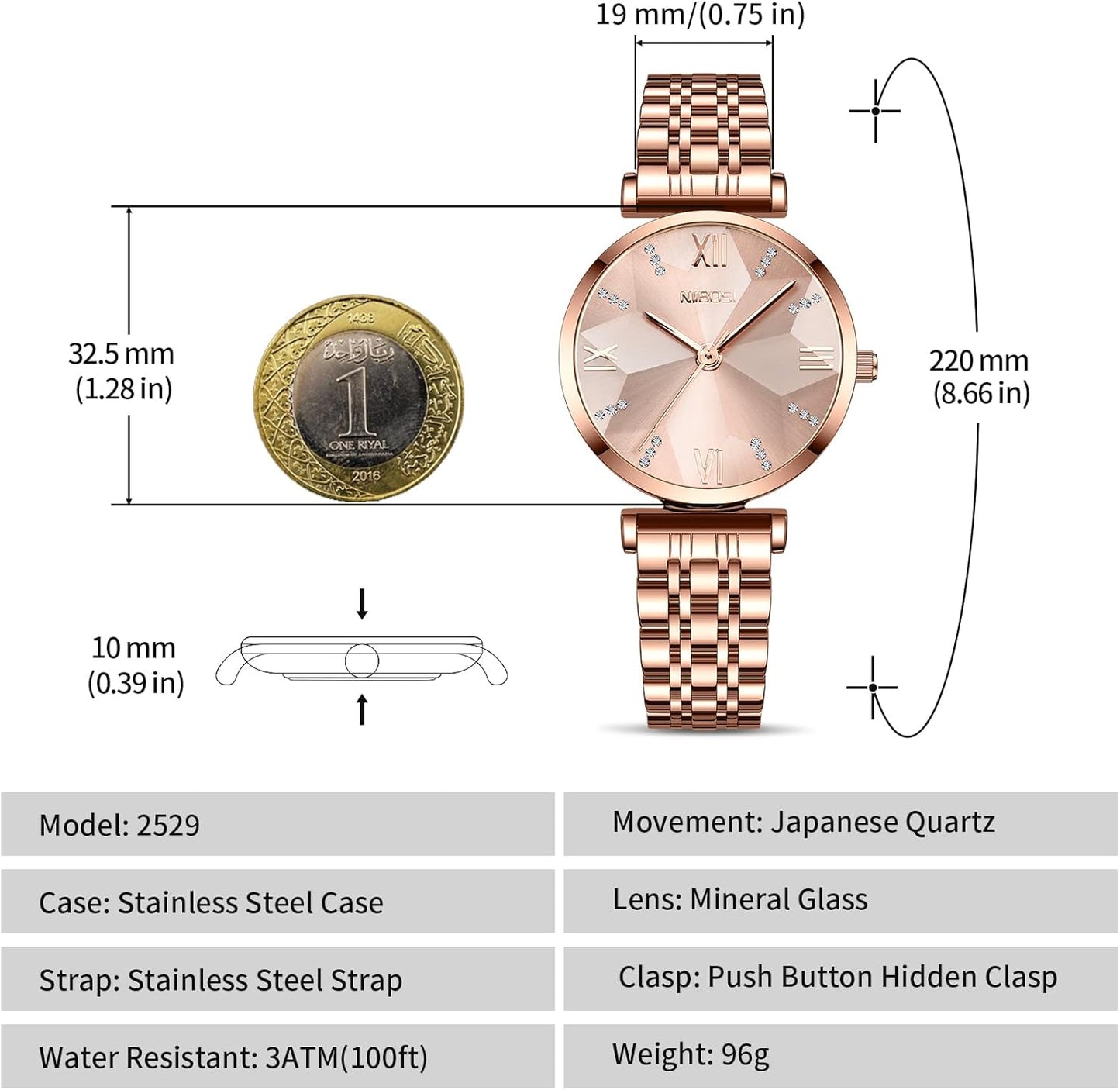 NIBOSI Watches For Women Analog Rose Gold Women's Watches for Girls&Miss&Ladies Diamond Studded with Stylish Watches Waterproof