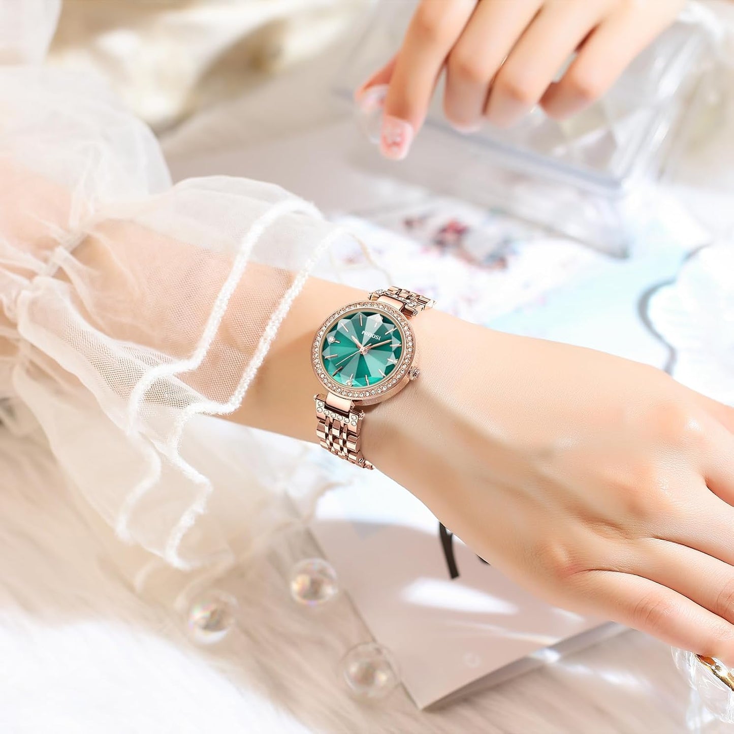 NIBOSI Watches For Women Analog Rose Gold Women's Watches for Girls&Miss&Ladies Diamond Studded with Stylish Watches Waterproof