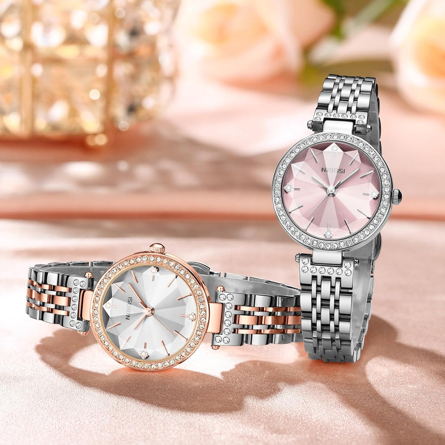 NIBOSI Watches For Women Analog Rose Gold Women's Watches for Girls&Miss&Ladies Diamond Studded with Stylish Watches Waterproof