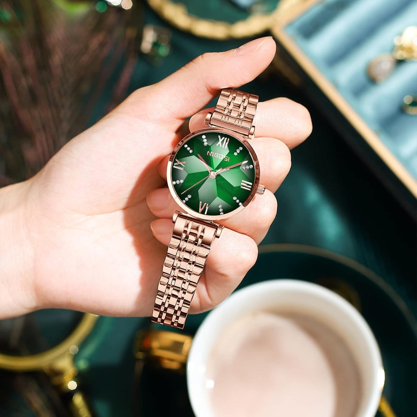 NIBOSI Watches For Women Analog Rose Gold Women's Watches for Girls&Miss&Ladies Diamond Studded with Stylish Watches Waterproof
