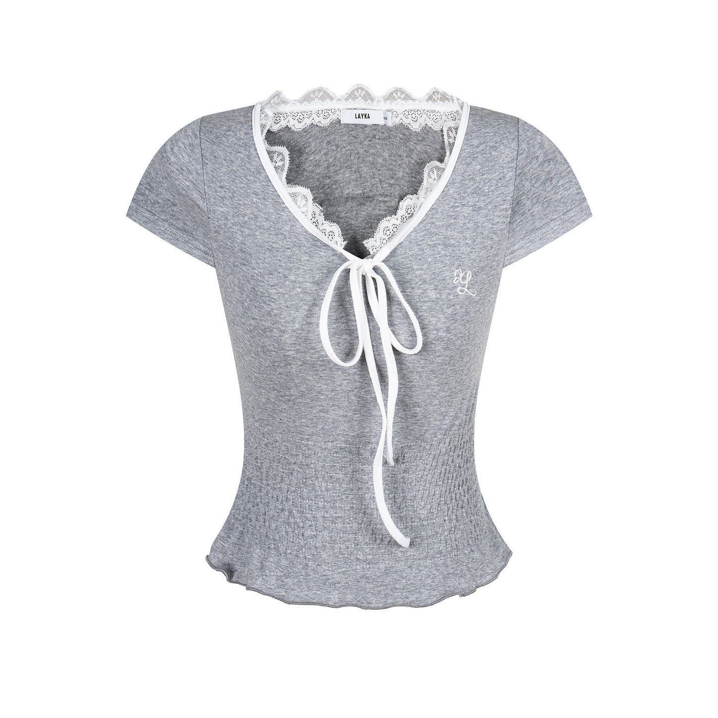 Women's V-Neck Lace Short Sleeve Crop Top