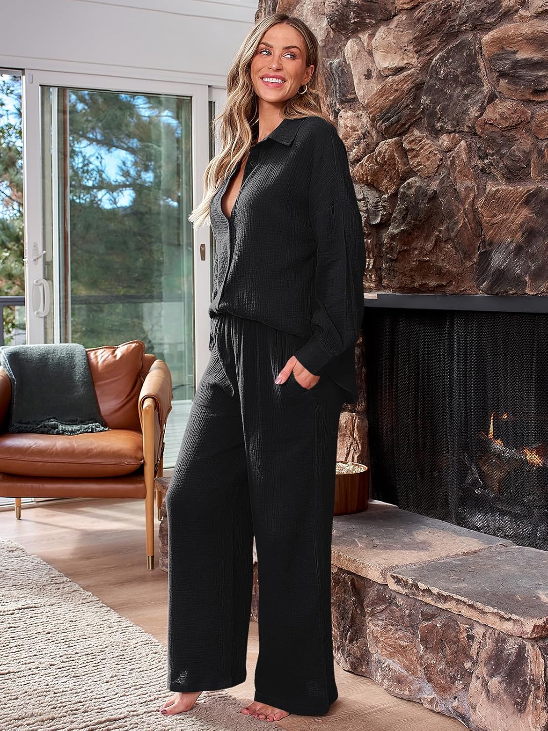 AUTOMET Womens 2 Piece 2024 Spring Clothes Fashion Outfits Two Piece Matching Wide Leg Palazzo Pants Sets Tracksuit Clothes