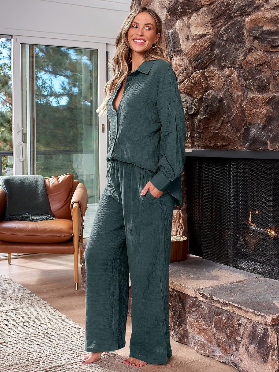 AUTOMET Womens 2 Piece 2024 Spring Clothes Fashion Outfits Two Piece Matching Wide Leg Palazzo Pants Sets Tracksuit Clothes