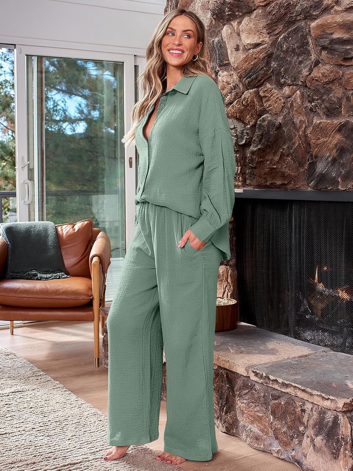 AUTOMET Womens 2 Piece 2024 Spring Clothes Fashion Outfits Two Piece Matching Wide Leg Palazzo Pants Sets Tracksuit Clothes