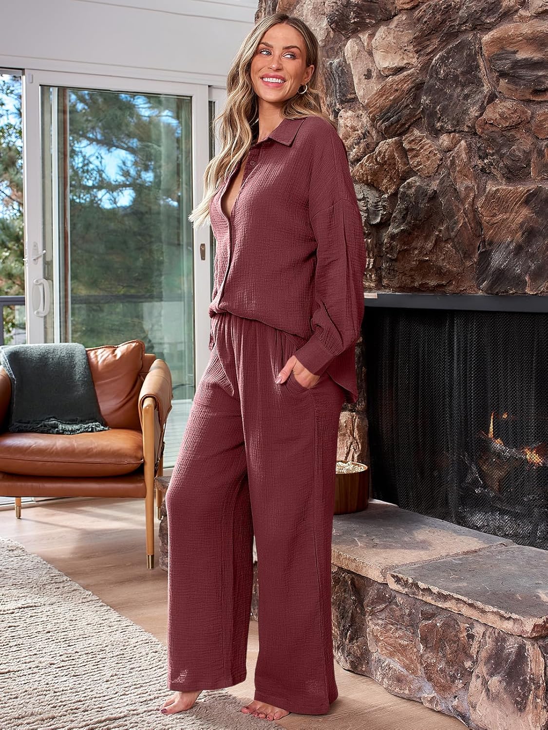 AUTOMET Womens 2 Piece 2024 Spring Clothes Fashion Outfits Two Piece Matching Wide Leg Palazzo Pants Sets Tracksuit Clothes