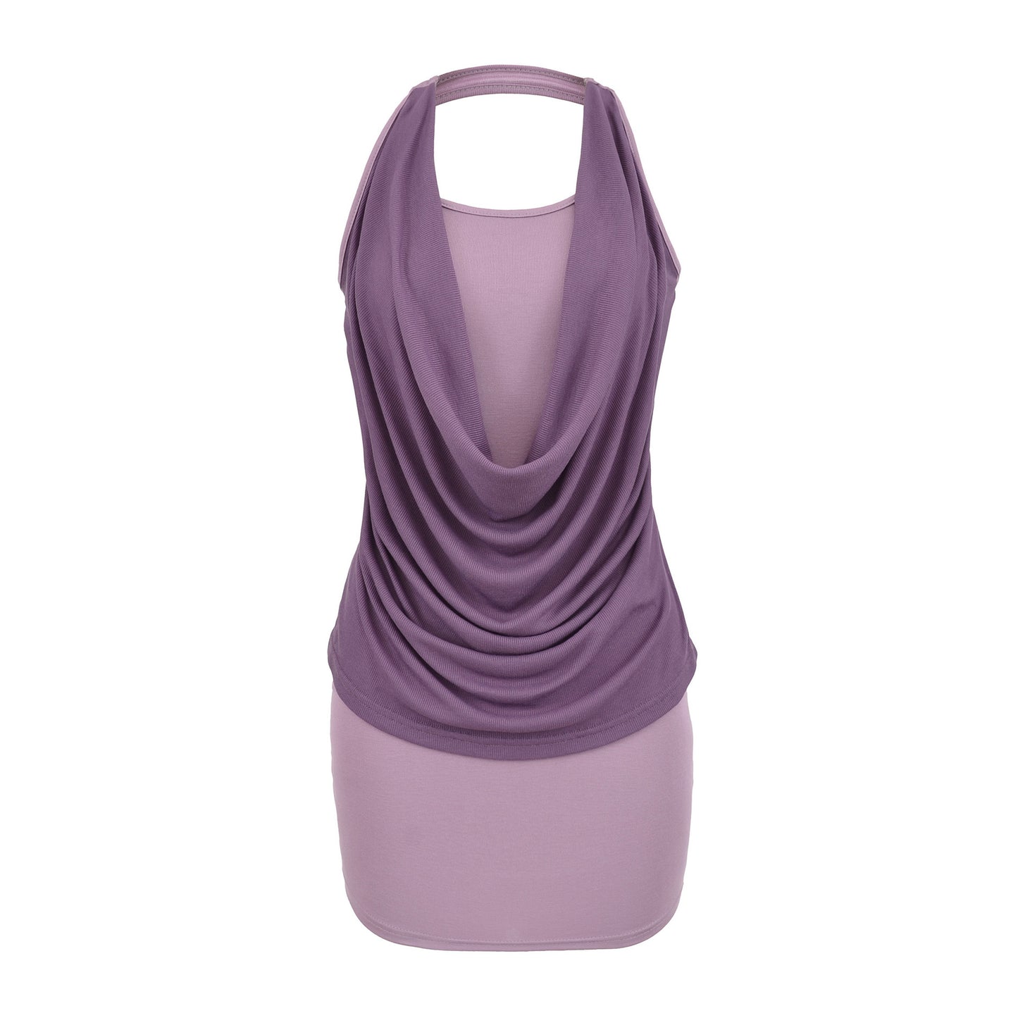 Swing collar patchwork hanging neck dress for women