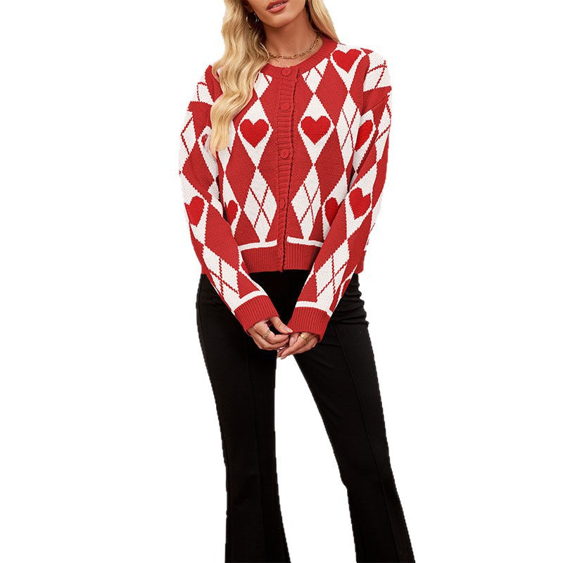 Winter Valentine's Day sweater cardigan love knit sweater jacket