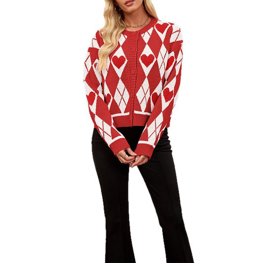 Winter Valentine's Day sweater cardigan love knit sweater jacket