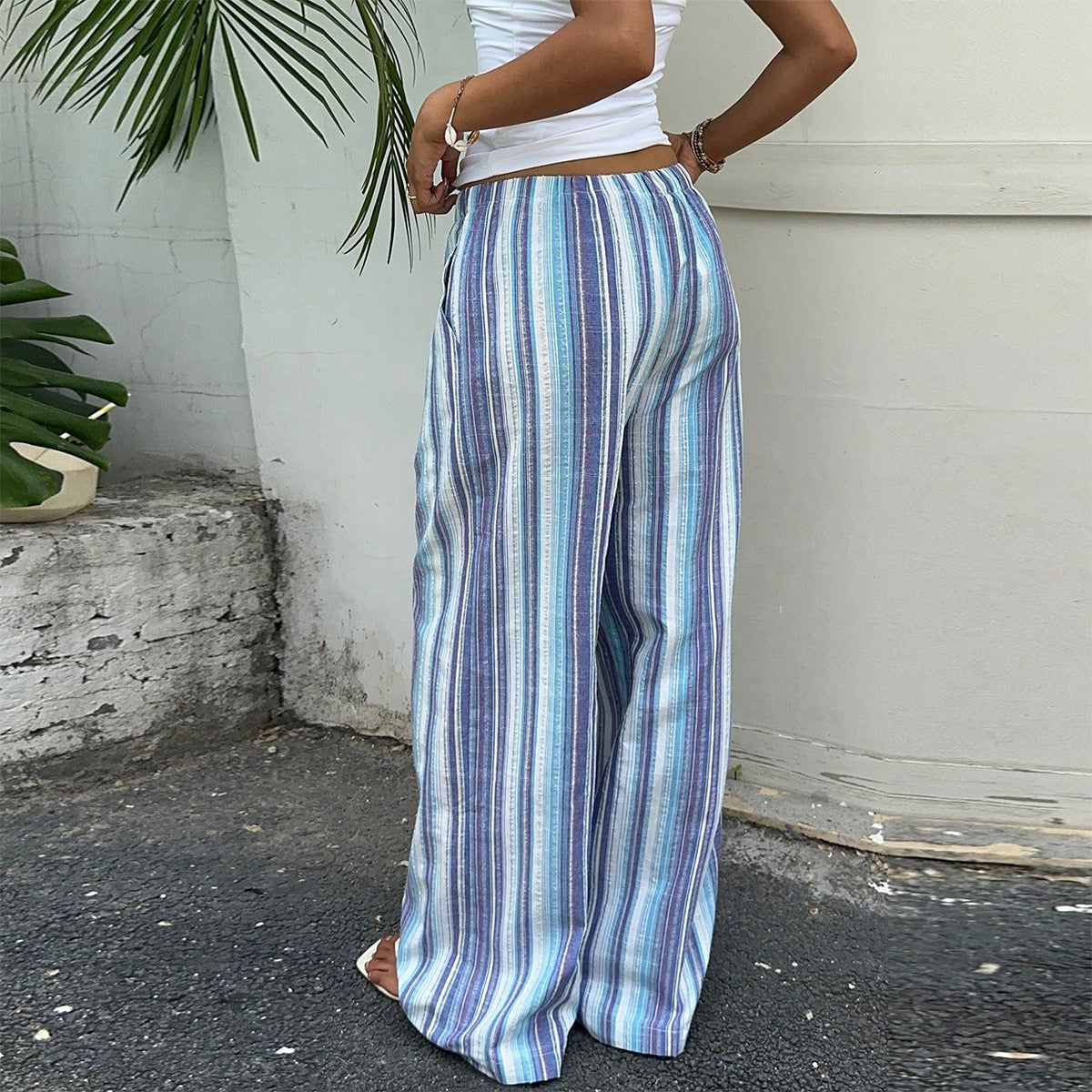 Casual loose striped casual pants for women