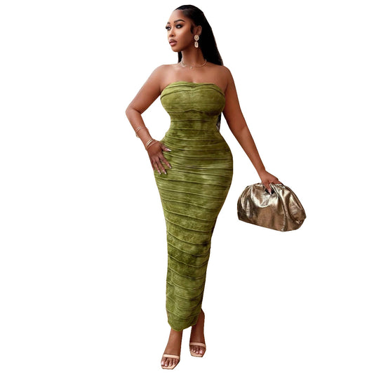 Tailored backless tie dye strapless dress for women