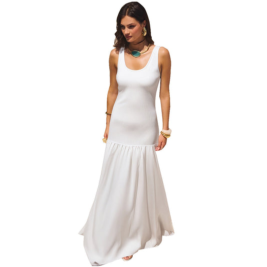 Slim fit patchwork sleeveless dress for women
