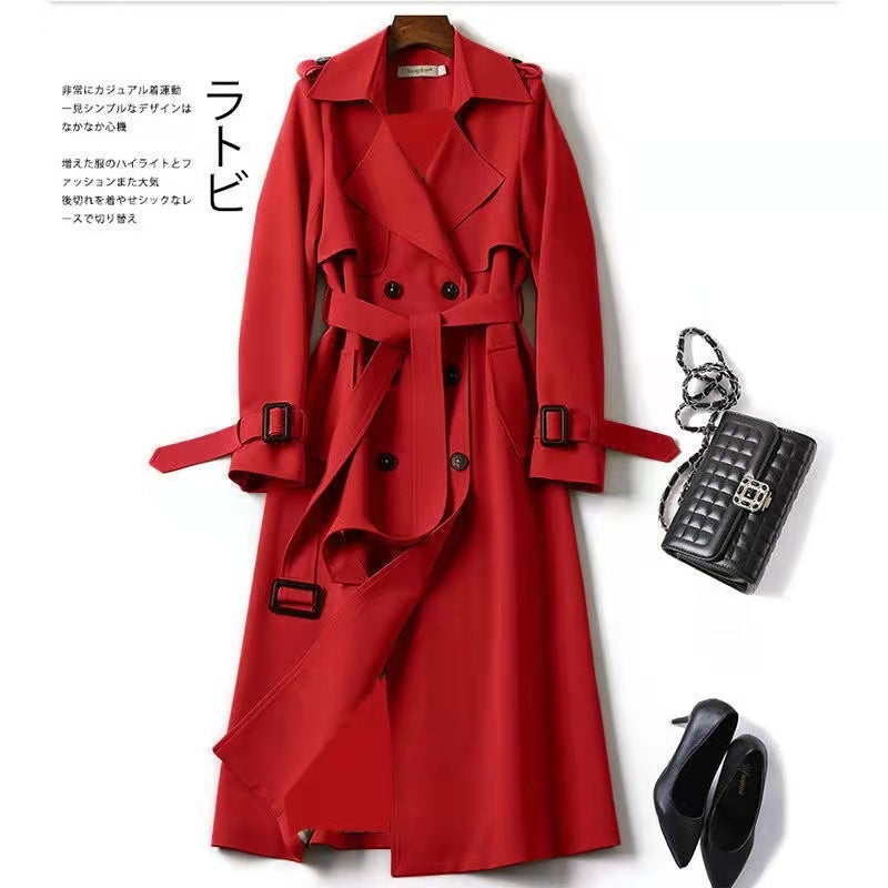 Chic Mid-Length Trench Coat  Oversized Petite-Friendly Knee-Length Outerwear