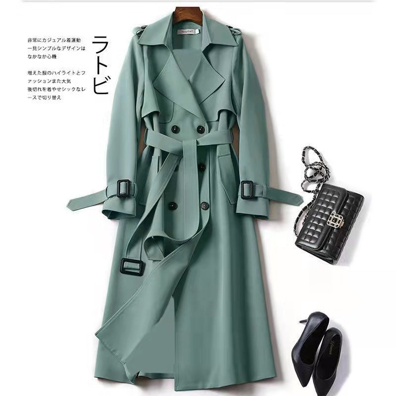 Chic Mid-Length Trench Coat  Oversized Petite-Friendly Knee-Length Outerwear
