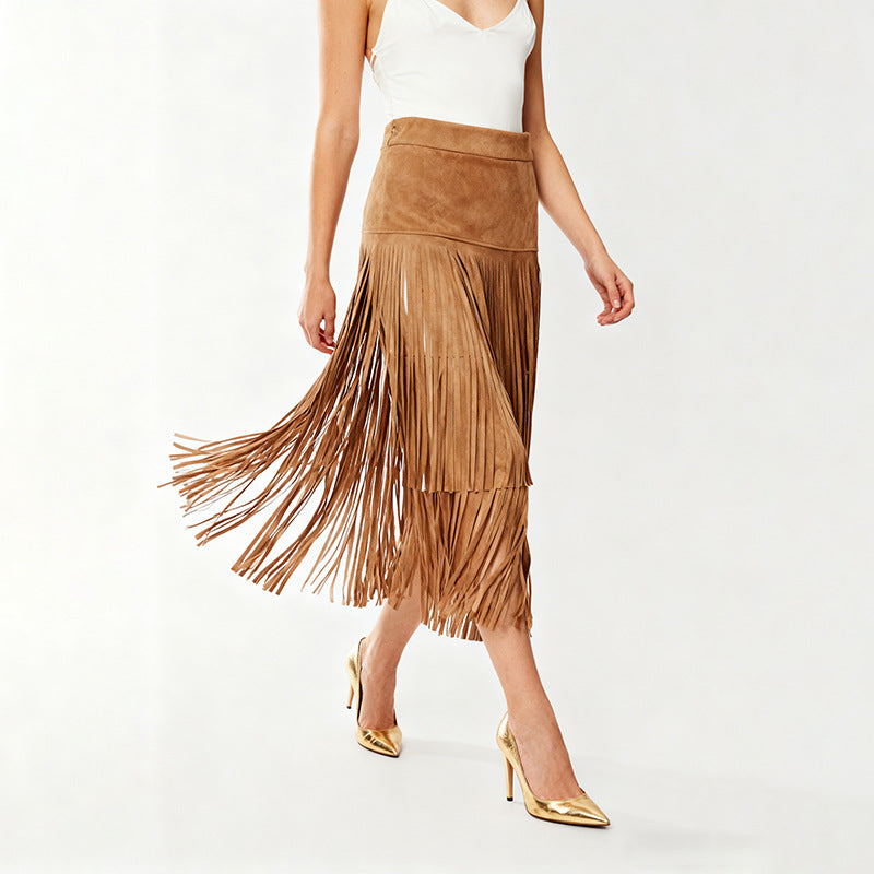 Solid color long skirt