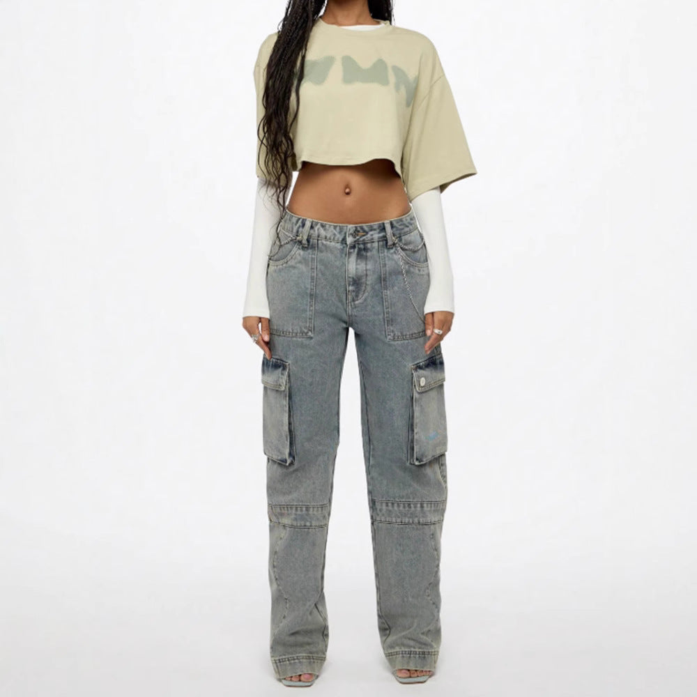 Women's Crop Top Loose Short Sleeve T-Shirt