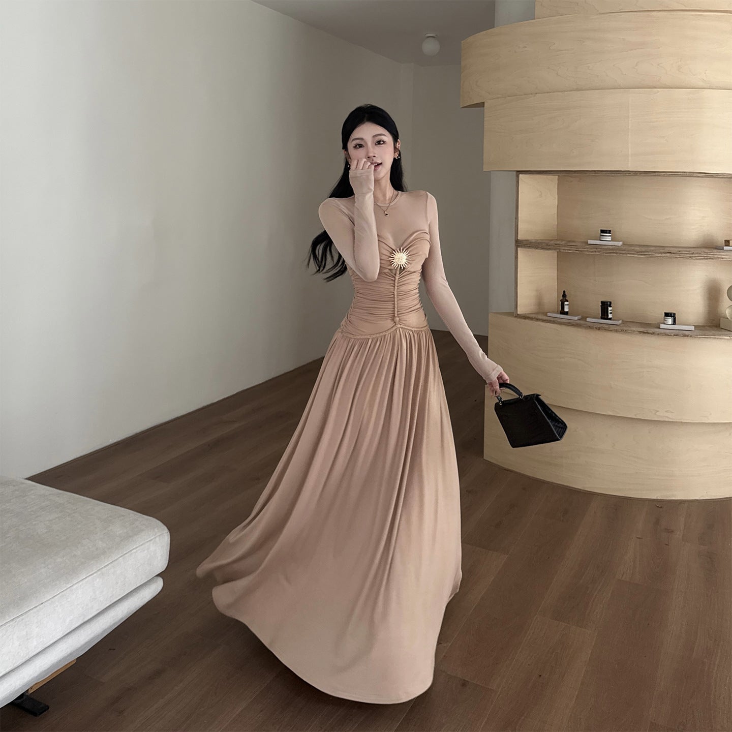 French Waist-Cinch Swing Skirt