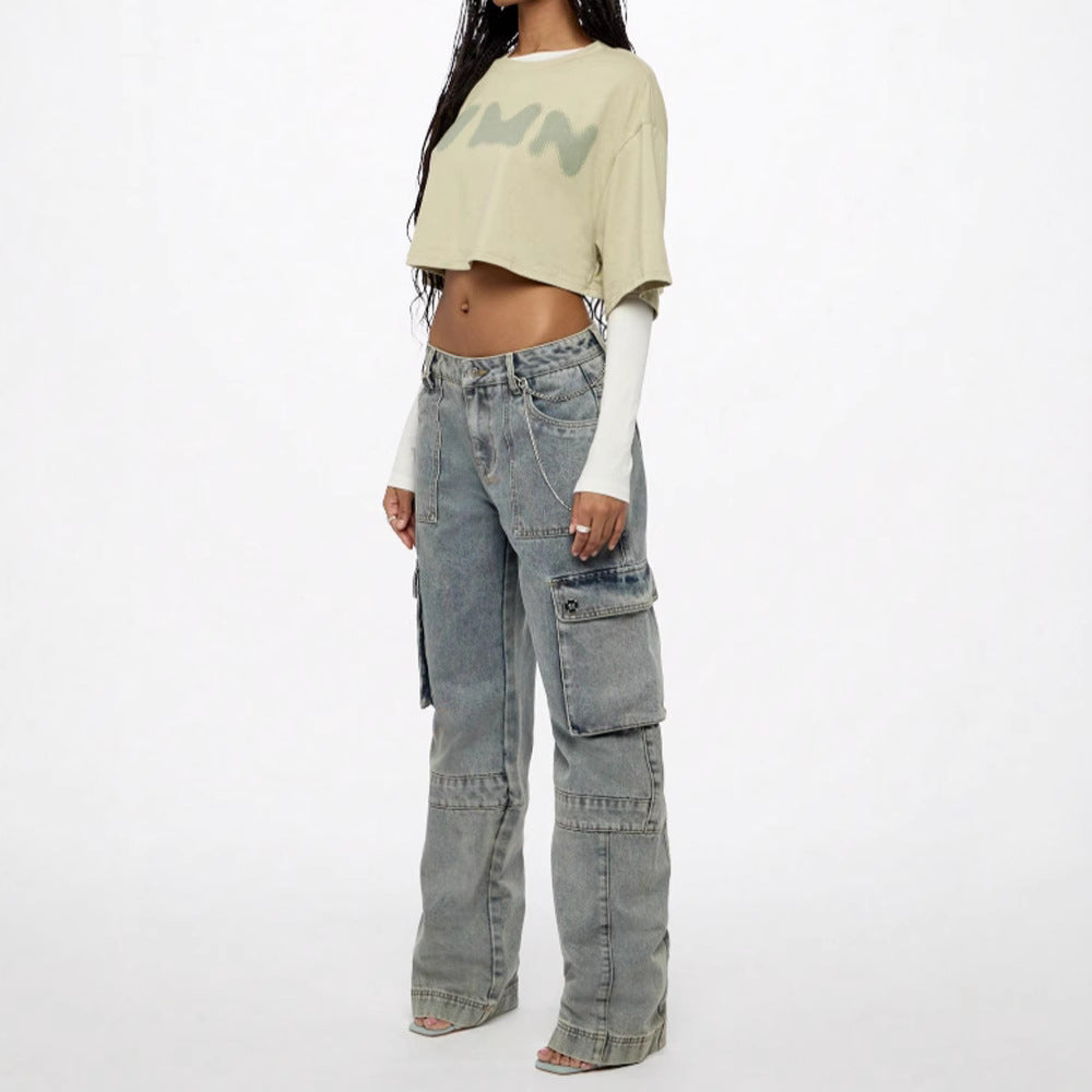 Women's Crop Top Loose Short Sleeve T-Shirt