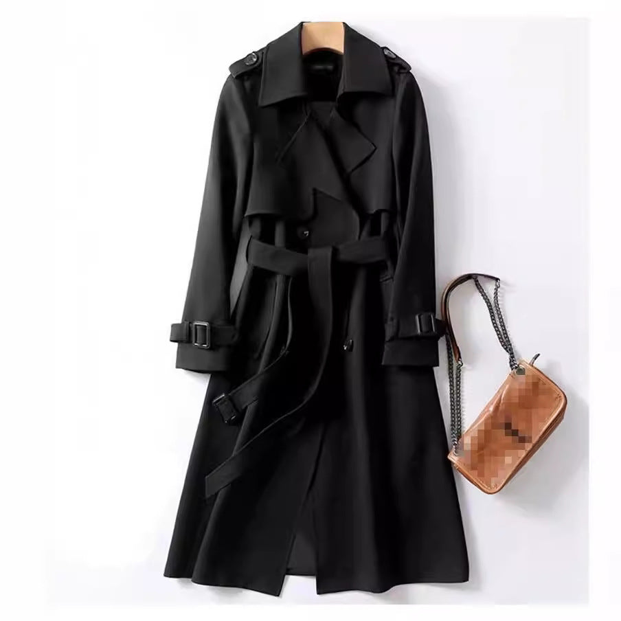 Chic Mid-Length Trench Coat  Oversized Petite-Friendly Knee-Length Outerwear