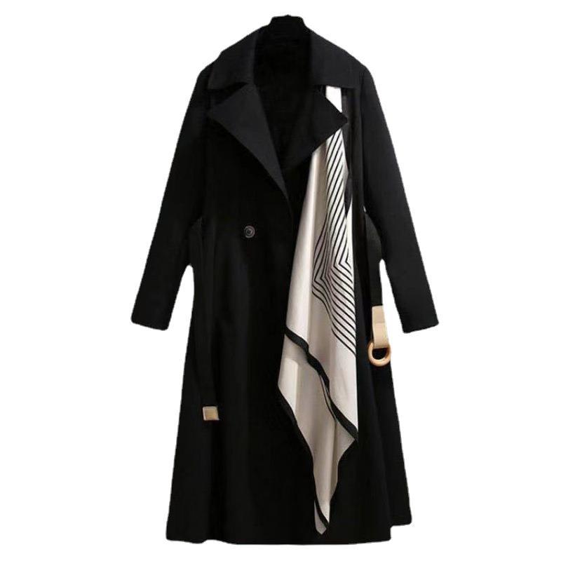 Chic Autumn/Winter Women's Longline Slim Fit Trench Coat Fashionable and Youthful Look Oversized Size Outerwear