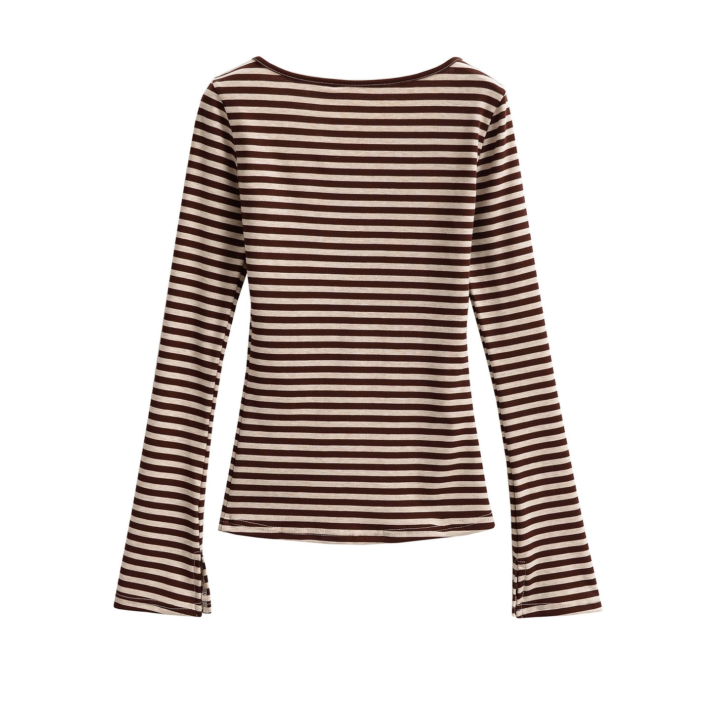 Tencel V-neck striped flared sleeve top for women
