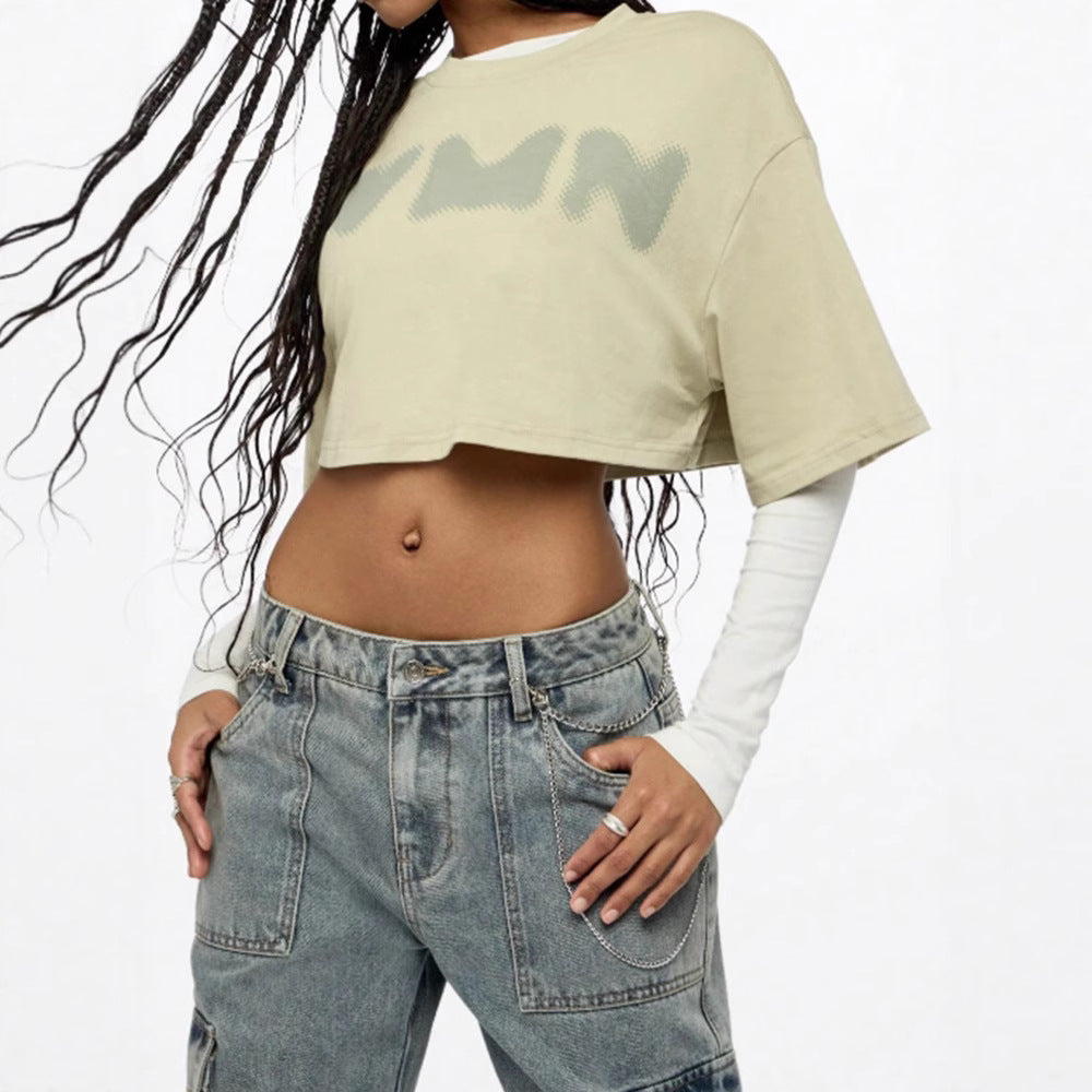 Women's Crop Top Loose Short Sleeve T-Shirt