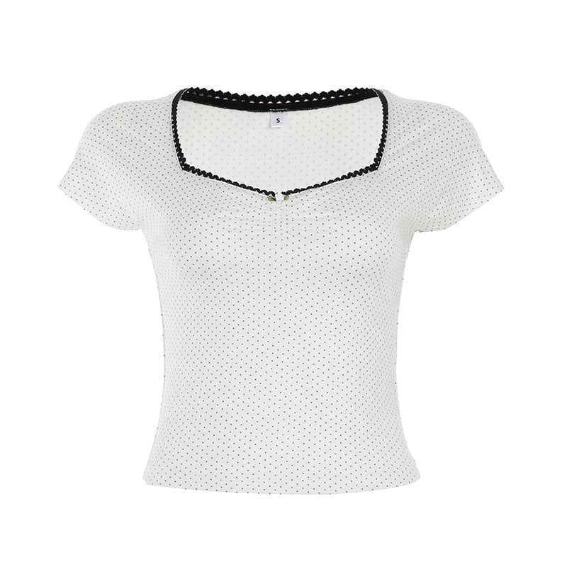 Square Neck Crop Top  Short Sleeve T-Shirt