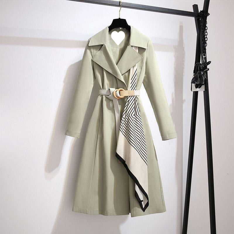 Chic Autumn/Winter Women's Longline Slim Fit Trench Coat Fashionable and Youthful Look Oversized Size Outerwear