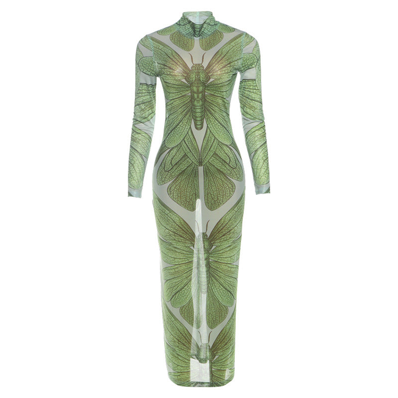 Hip-Hugging Print Dress