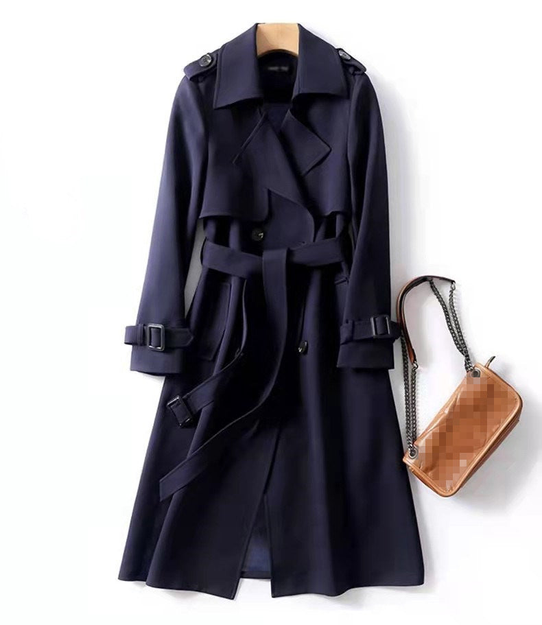 Chic Mid-Length Trench Coat  Oversized Petite-Friendly Knee-Length Outerwear