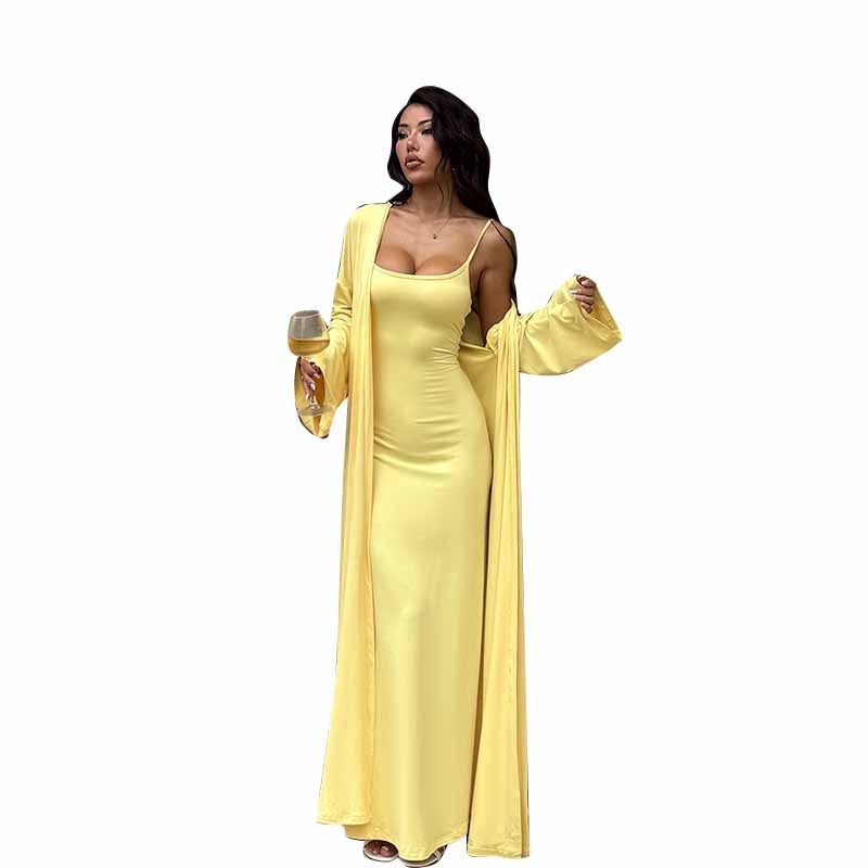 Casual sexy slim fit long top set for women
