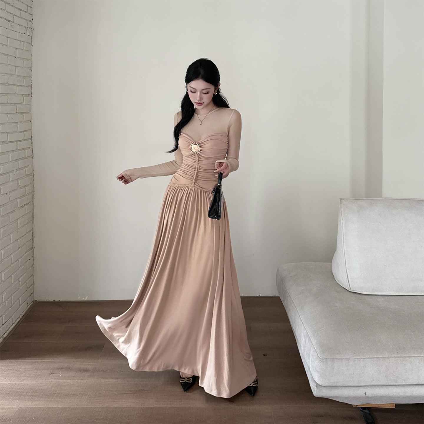 French Waist-Cinch Swing Skirt