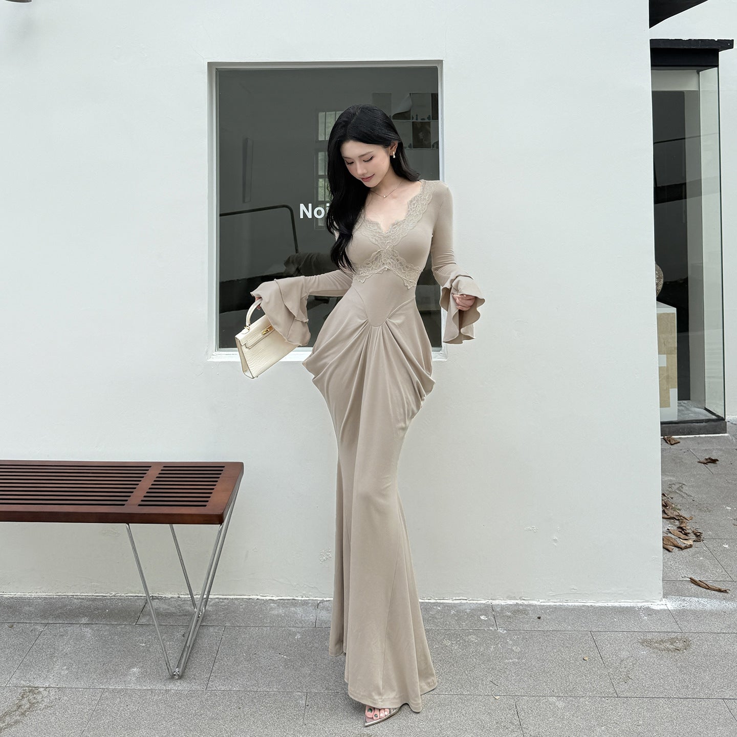 V-Neck Luxe Waist Dress