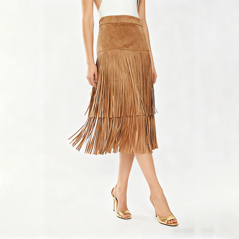 Solid color long skirt