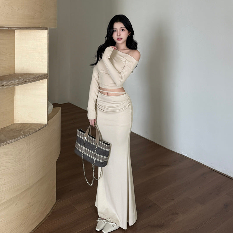 Slanted Shoulder Waist Set