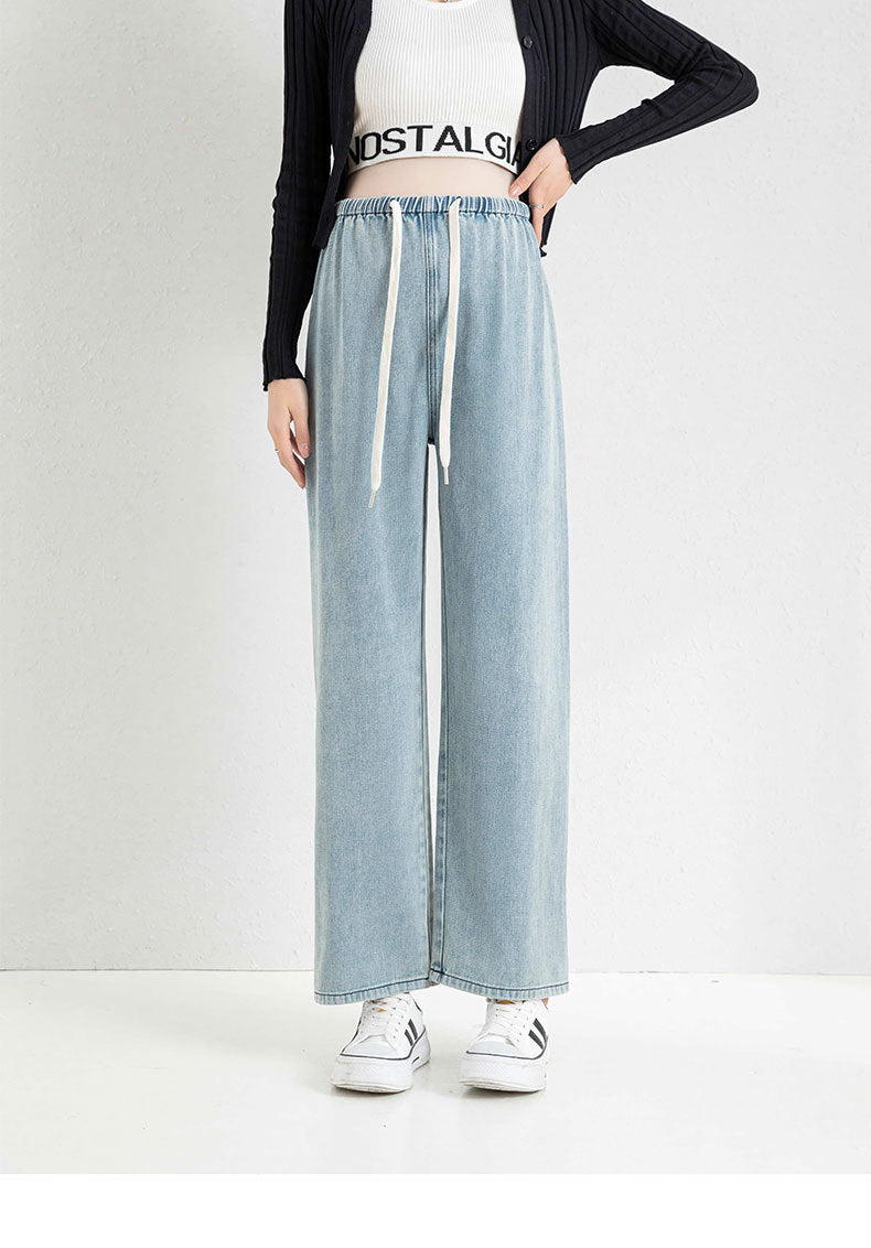 Pregnant women's pants for spring and summer outerwear, loose cropped stretch free jeans, loose and slimming wide leg pants