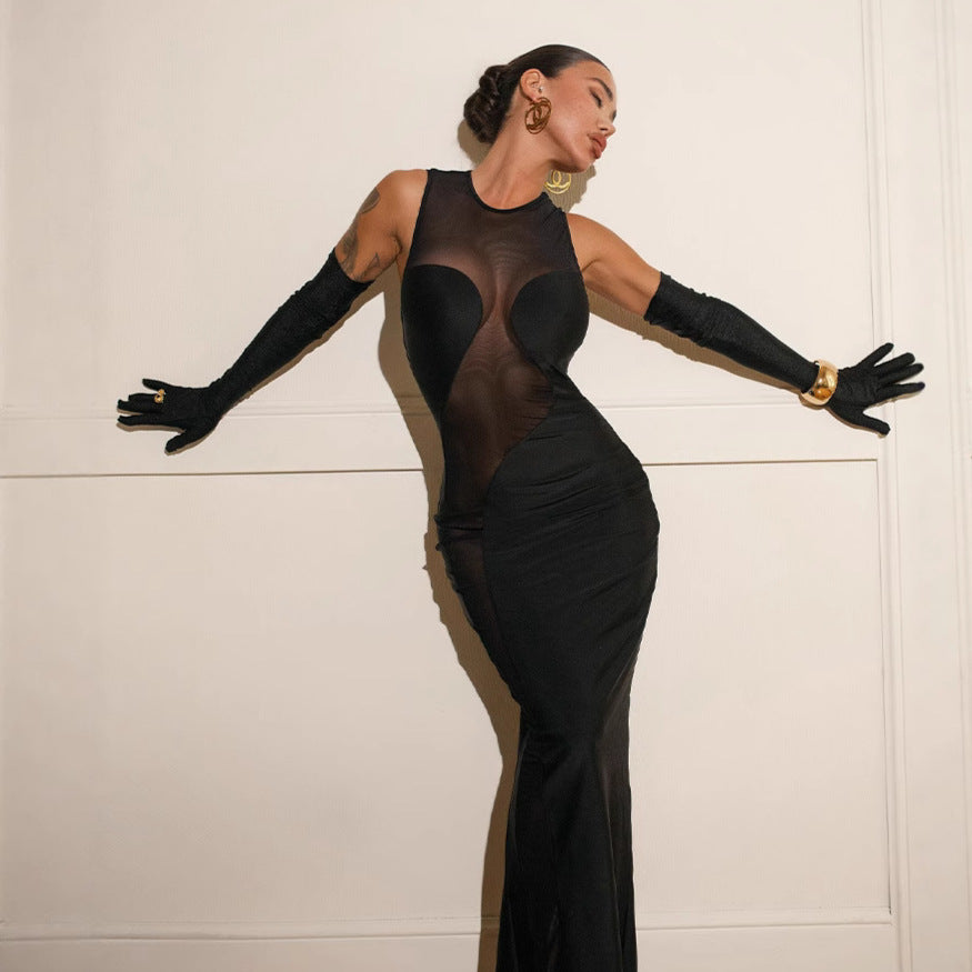 Mesh Splice Slit Beauty