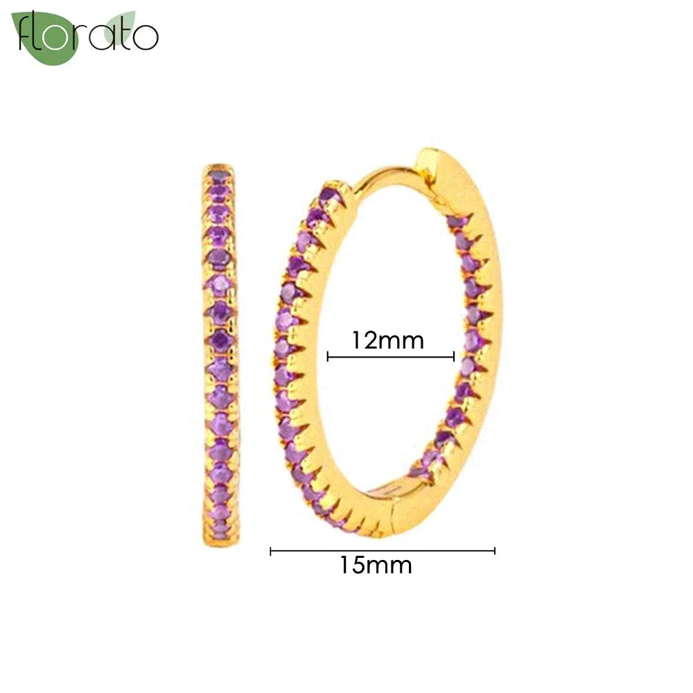 925 Sterling Silver Needle Premium Amethyst Pendant Hoop Earrings for Women Fashion Heart Earrings Wedding Luxury Jewelry Gifts