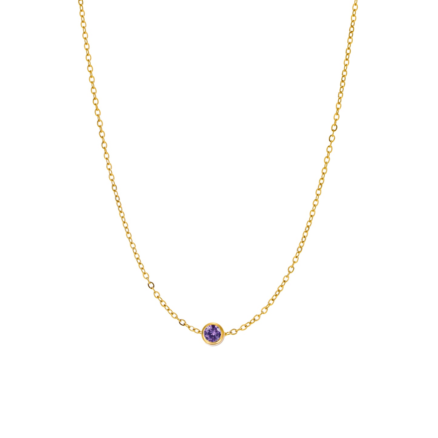 CARLIDANA Best Sell Round Zirconia Stainless Steel 12 Month Crystal Birthstone Pendant Gold Color Necklace For Women Jewelry