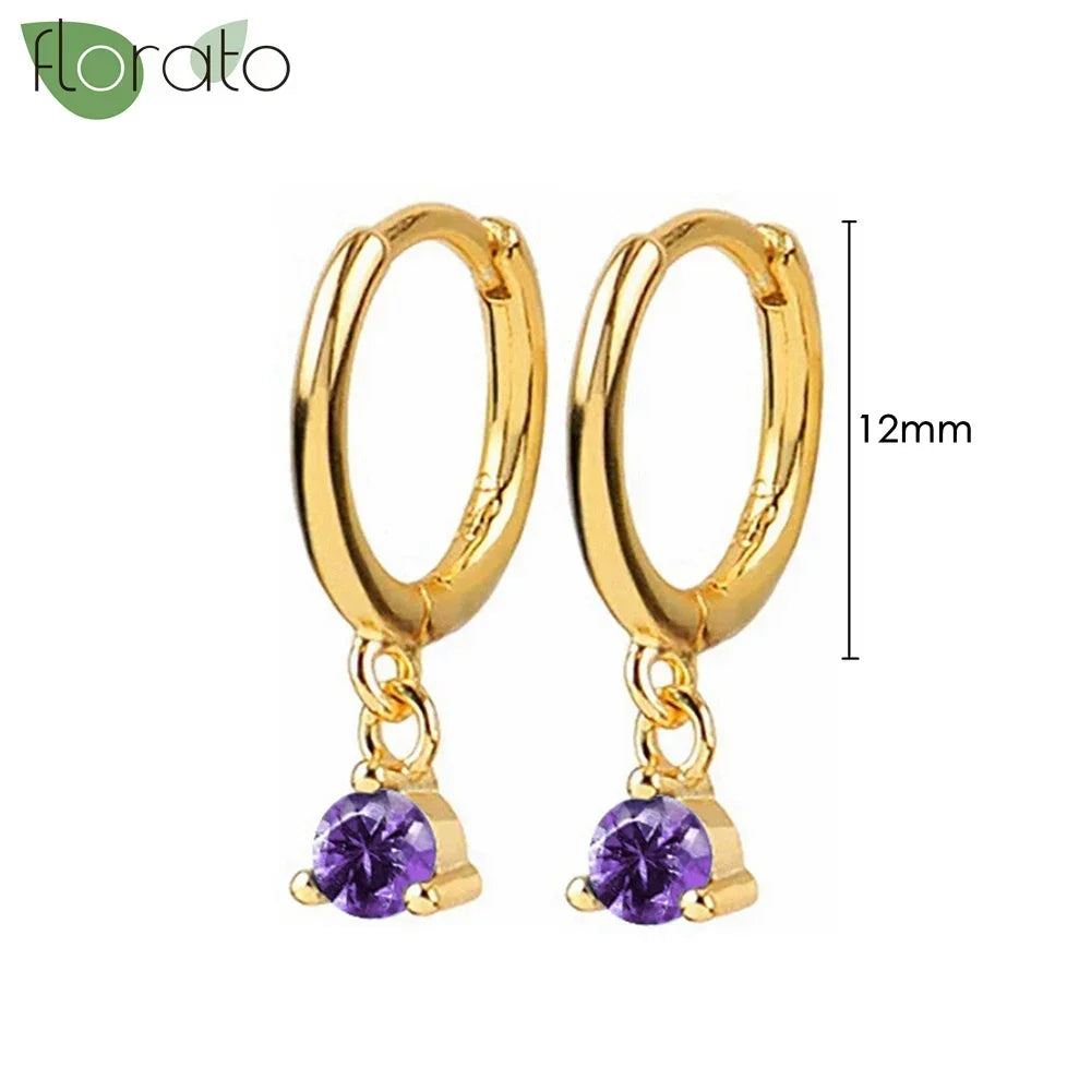 925 Sterling Silver Needle Premium Amethyst Pendant Hoop Earrings for Women Fashion Heart Earrings Wedding Luxury Jewelry Gifts