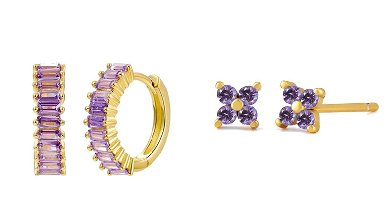 925 Sterling Silver Needle Premium Amethyst Pendant Hoop Earrings for Women Fashion Heart Earrings Wedding Luxury Jewelry Gifts
