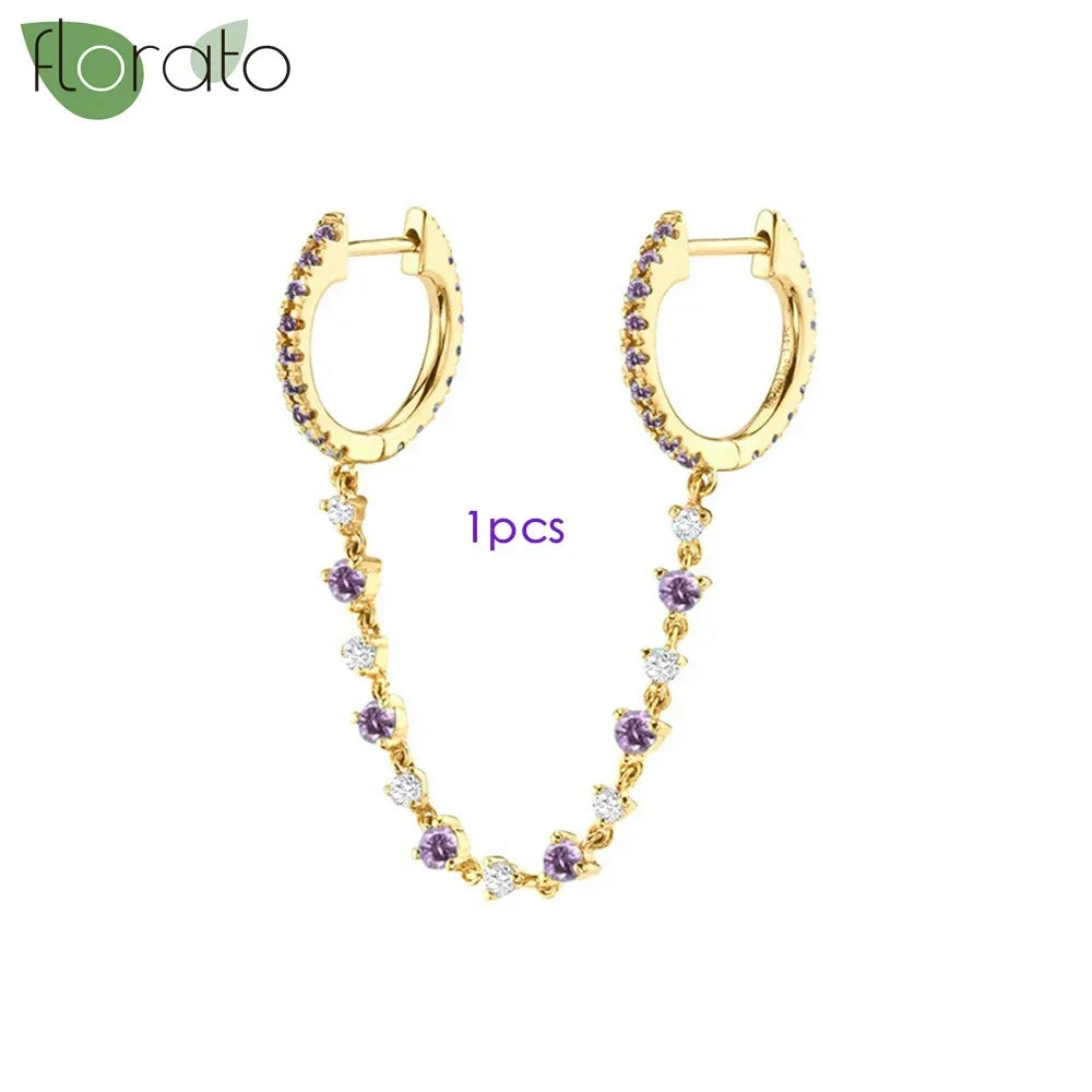 925 Sterling Silver Needle Premium Amethyst Pendant Hoop Earrings for Women Fashion Heart Earrings Wedding Luxury Jewelry Gifts
