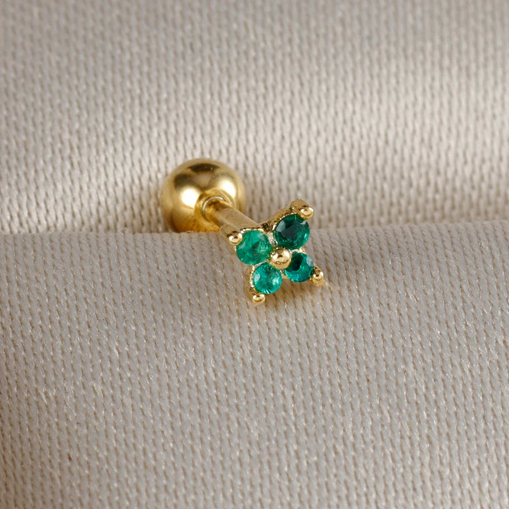 1PC Stainless Steel Birthstone Mini Stud Earrings 12 Constellation Cartilage Butterfly Earring Hypoallergen Piercing Jewelry