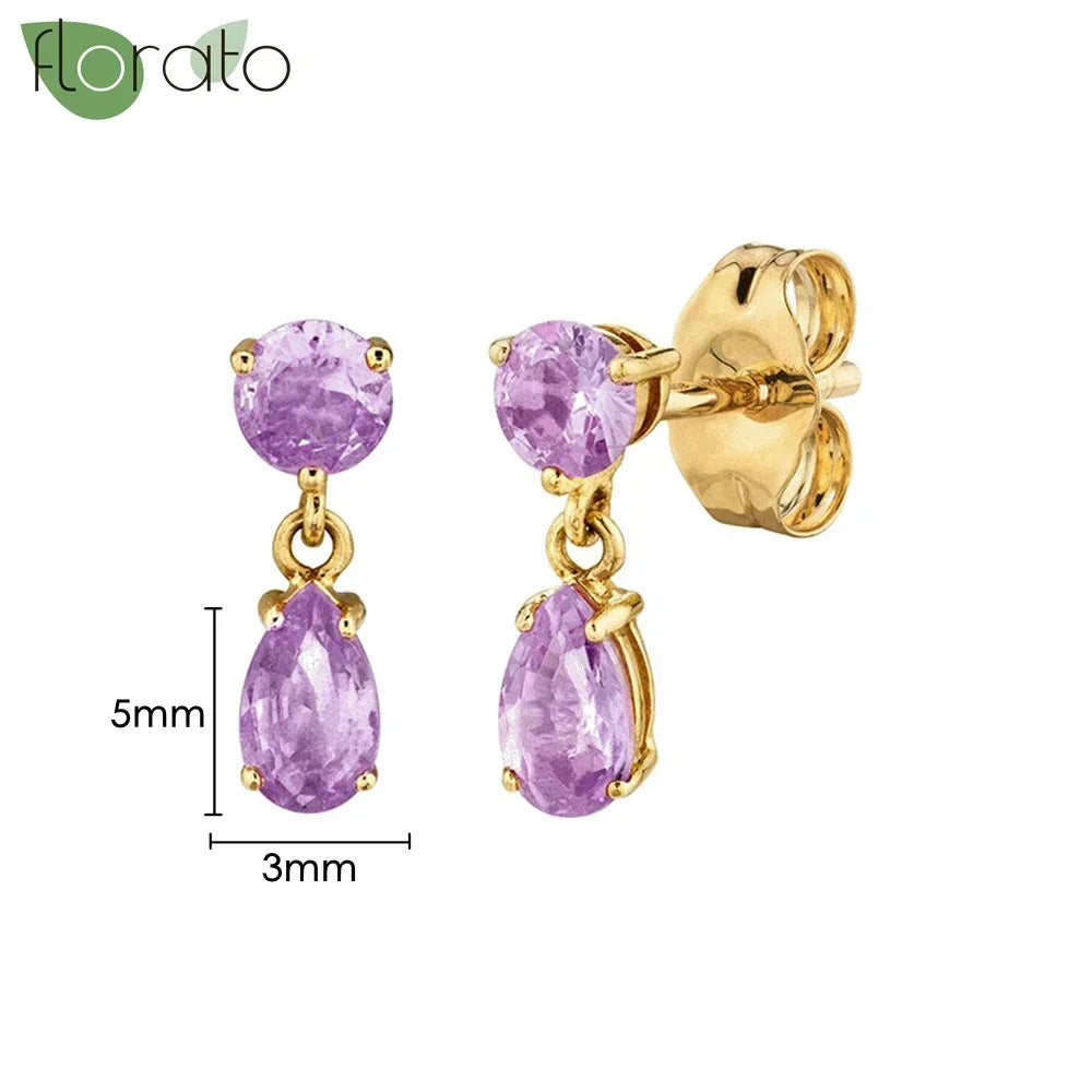 925 Sterling Silver Needle Premium Amethyst Pendant Hoop Earrings for Women Fashion Heart Earrings Wedding Luxury Jewelry Gifts
