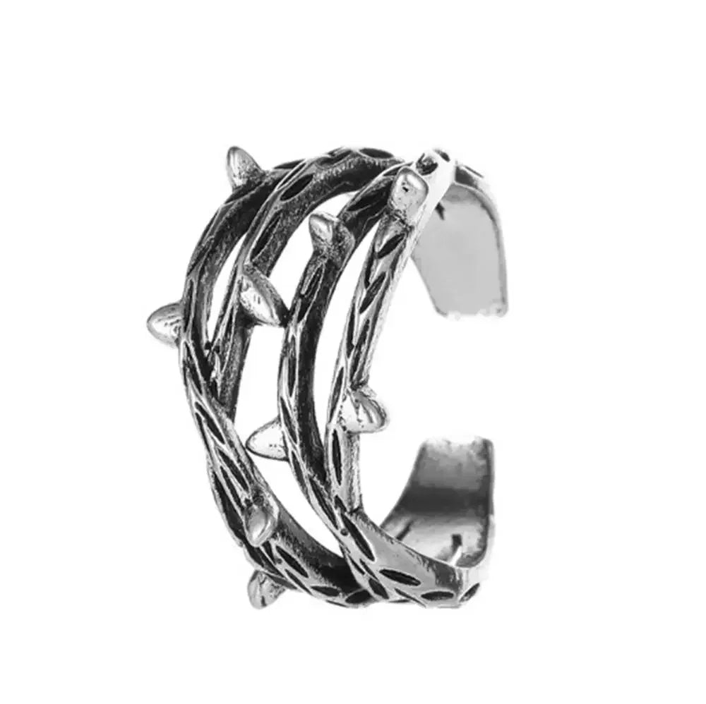 Trend Multi Layer Branch Cross Leaf Ring Women Simple Retro Black Open Resizable Finger Ring Anillo Acero Inoxidable Mujer Bague