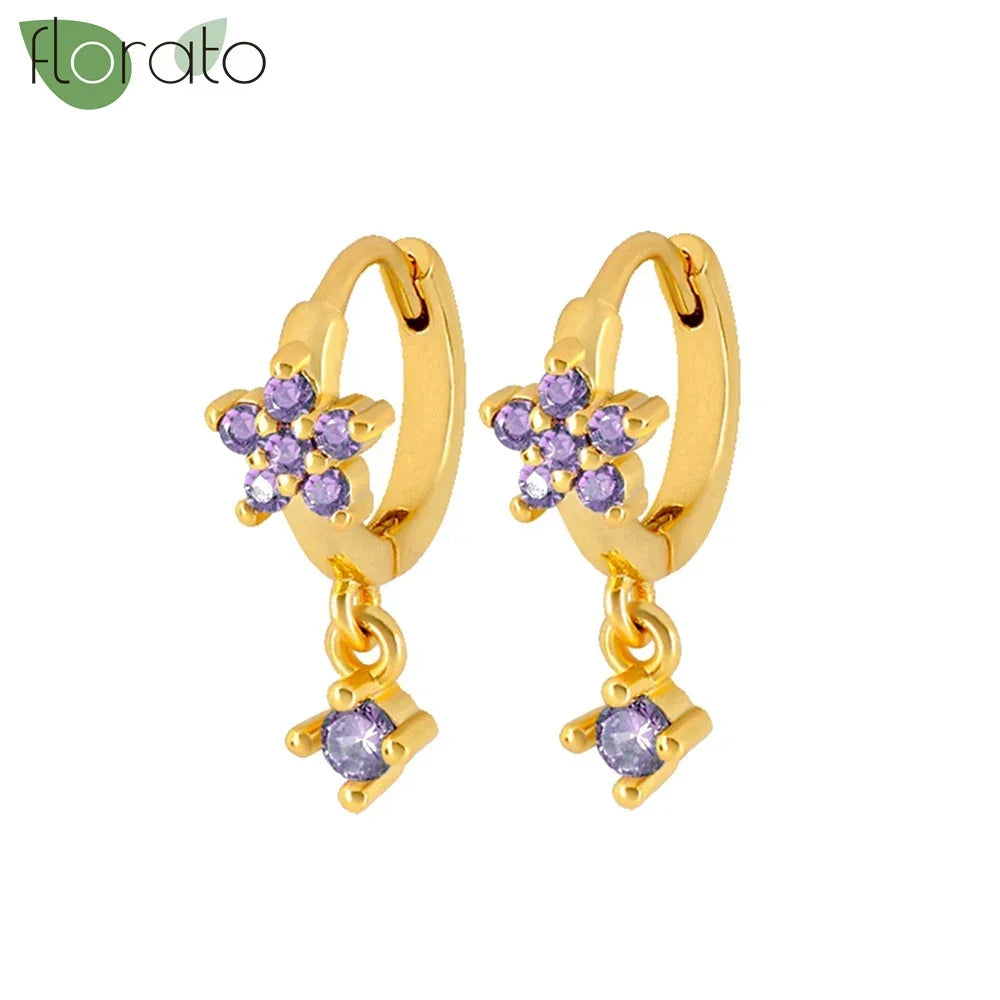 925 Sterling Silver Needle Premium Amethyst Pendant Hoop Earrings for Women Fashion Heart Earrings Wedding Luxury Jewelry Gifts