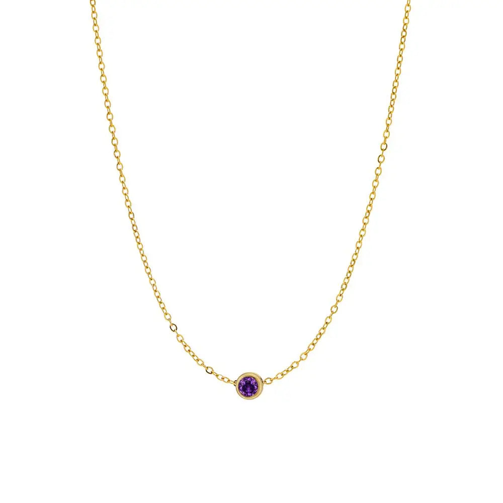 CARLIDANA Best Sell Round Zirconia Stainless Steel 12 Month Crystal Birthstone Pendant Gold Color Necklace For Women Jewelry